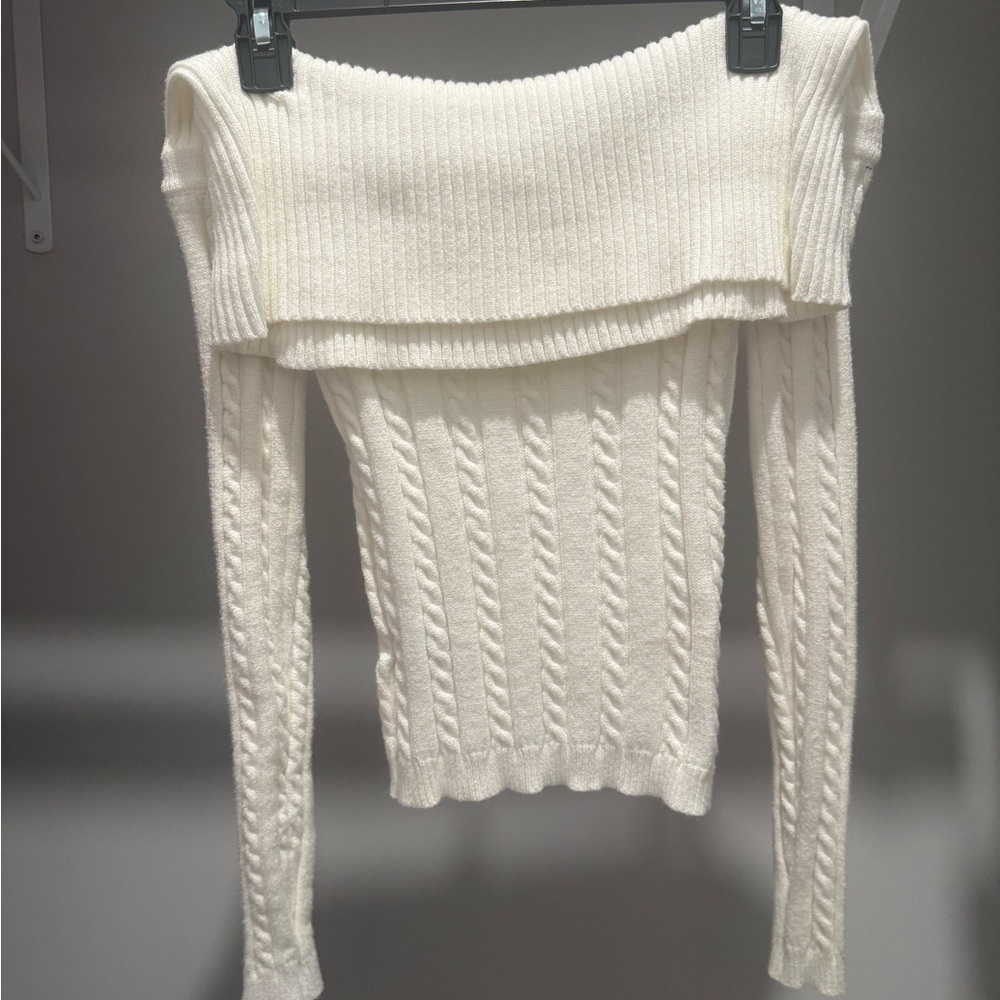 Say What? Off-Shoulder Cream Sweater